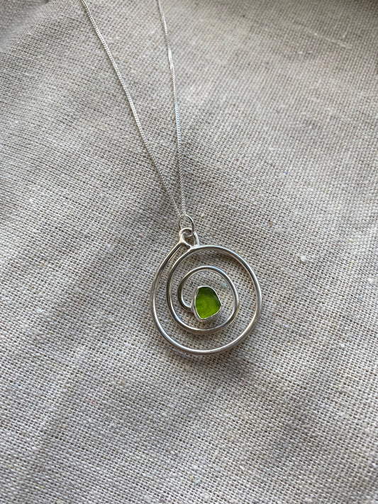 Lime Green Seaglass Necklace