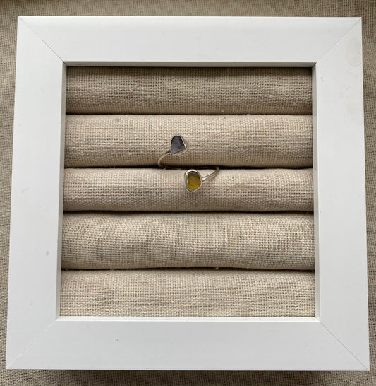 Adjustable Blue and Yellow Seaglass Ring Size L-X