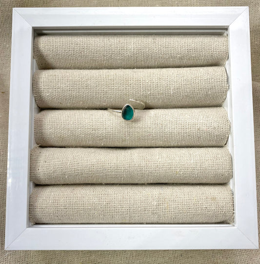 Adjustable Teal Seaglass Ring Size P-U