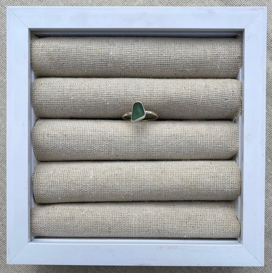 Emerald Green Seaglass Ring Size L