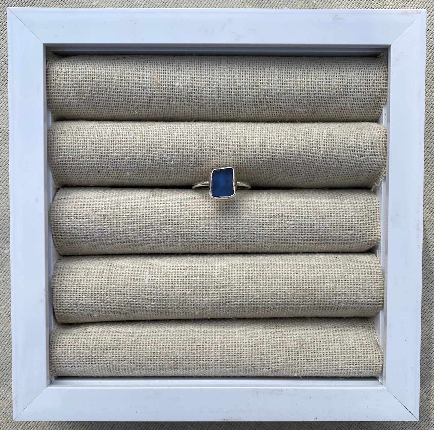 Cornflower Blue Seaglass Ring Size M 1/2