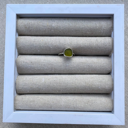 Olive Green Seaglass Ring Size M 1/2