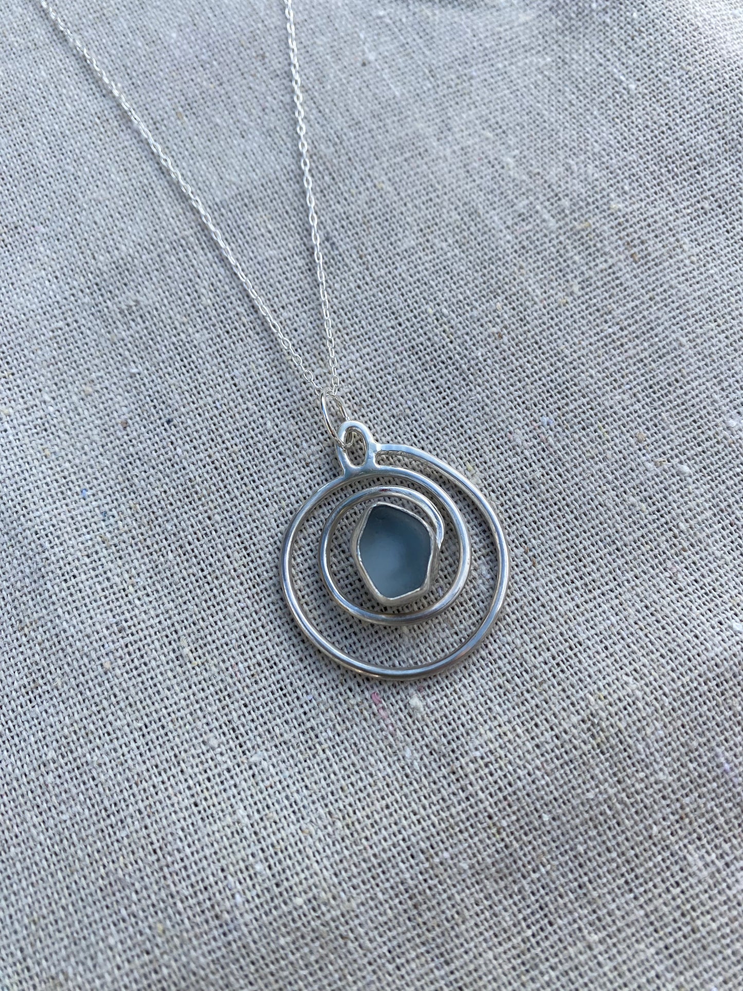 Spiral Blue Seaglass Necklace
