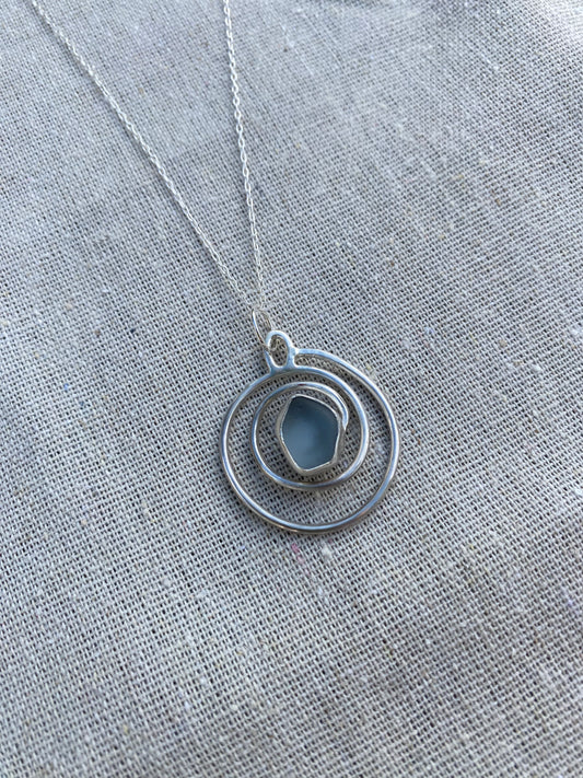 Spiral Blue Seaglass Necklace