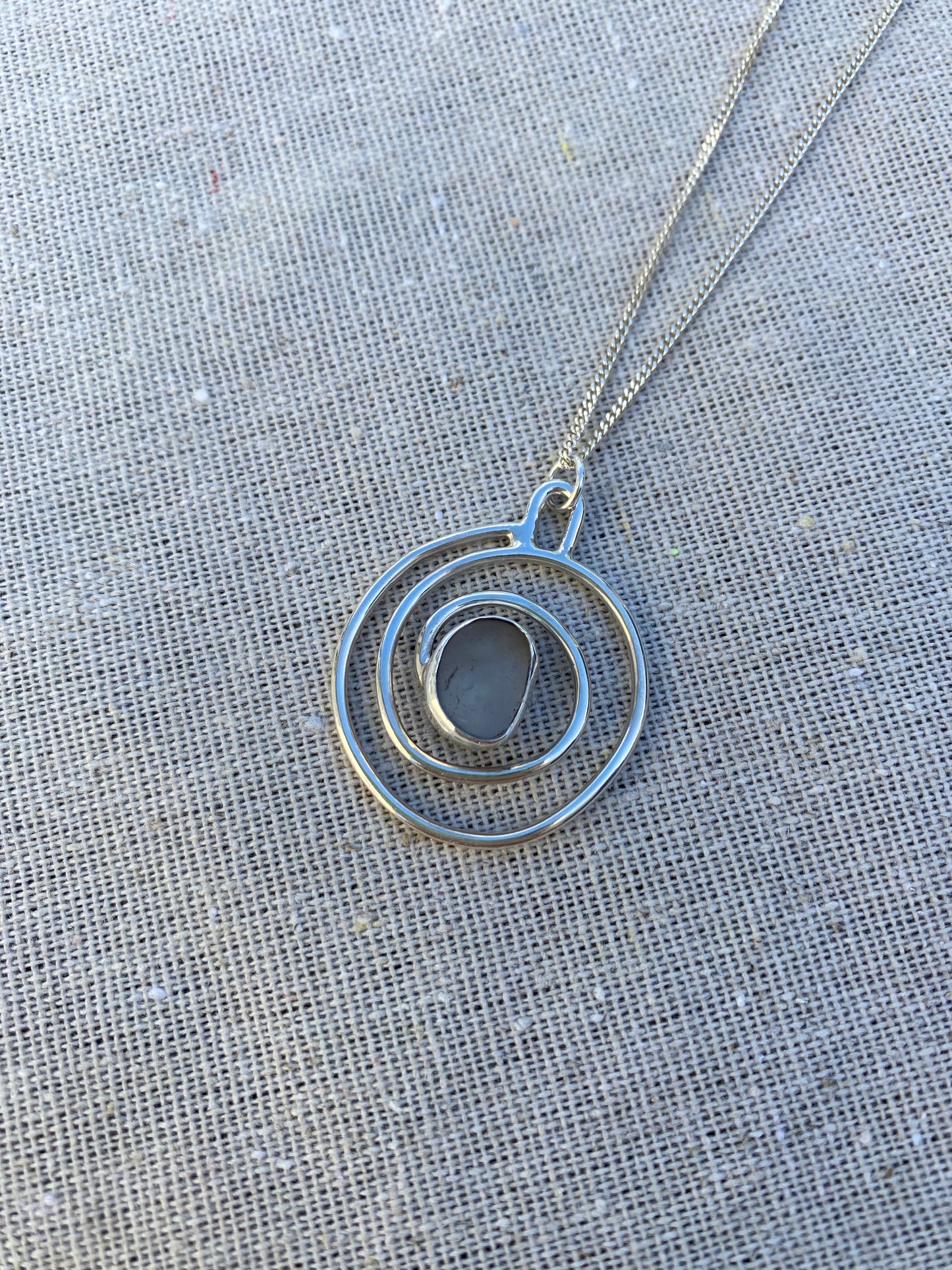 Spiral Grey Seaglass Necklace