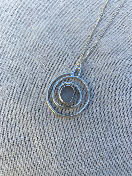 Spiral Grey Seaglass Necklace