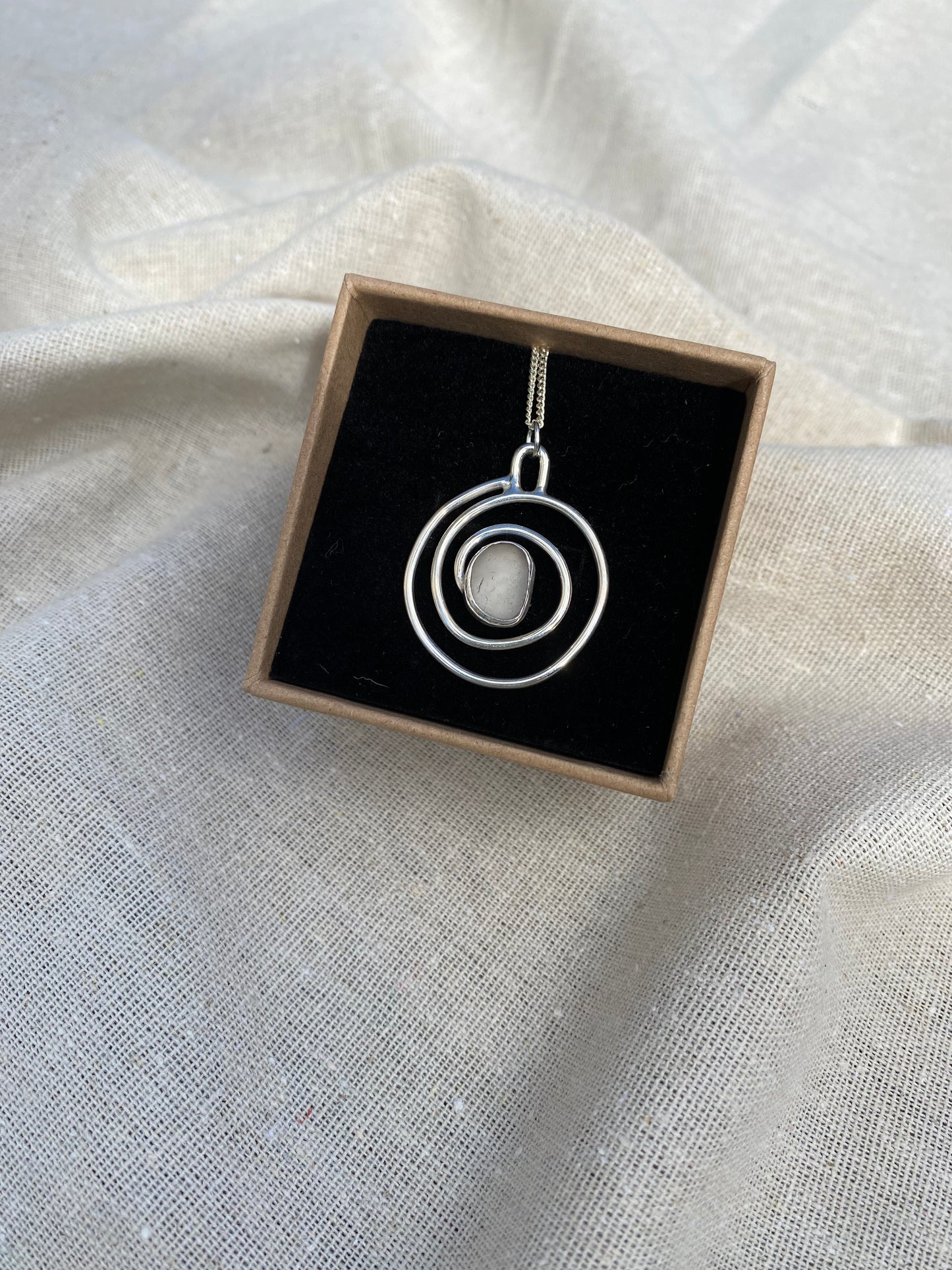 Spiral Grey Seaglass Necklace